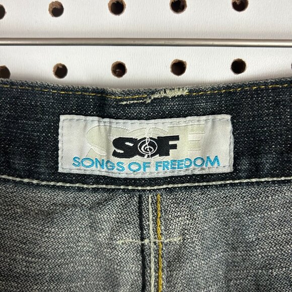 Songs of Freedom Dark Wash Baggy Jeans 40x33 Double Knee Stitched Stash Skater - Picture 6 of 9
